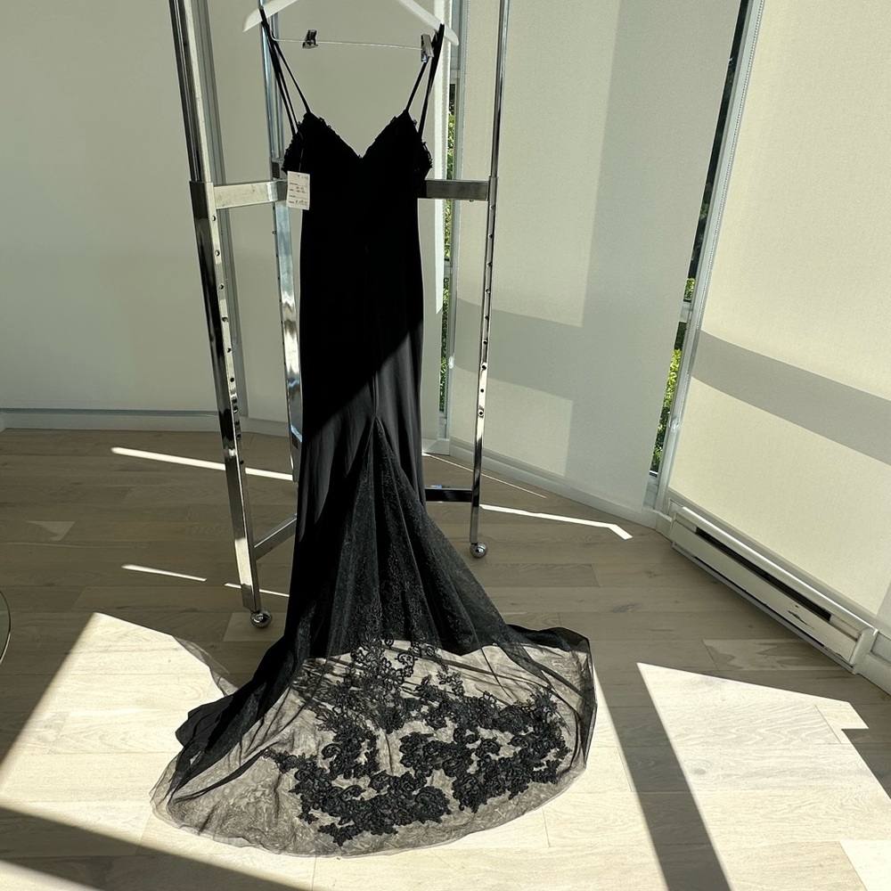 Sexy low back black Mermaid long dress